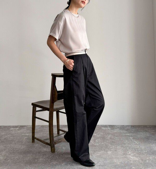 fredy emue「【WEB限定カラーあり】サテン半袖Tシャツブラウス」|シャツ・ブラウス|