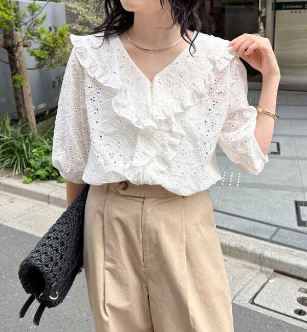 fredy emue「レースフリルカラーブラウス」|シャツ・ブラウス|