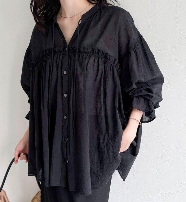 fredy emue「コットンギャザーオーバーブラウス」|シャツ・ブラウス|