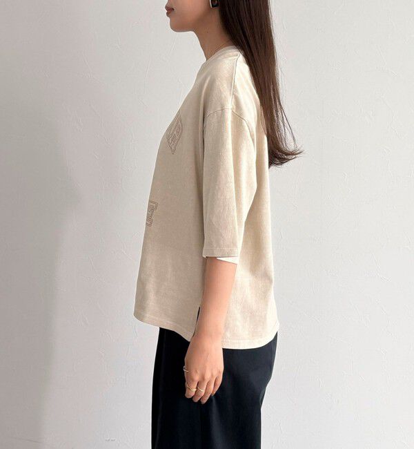 fredy emue「ピグメント刺繍クロップドTシャツ」|Tシャツ・カットソー|