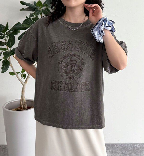 fredy emue「ピグメント刺繍クロップドTシャツ」|Tシャツ・カットソー|
