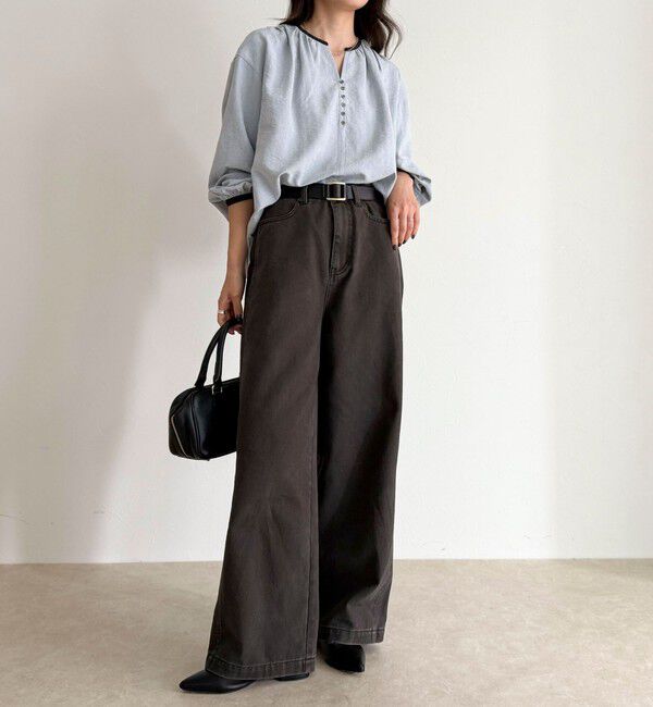 fredy emue「起毛パイピングギャザーブラウス」|シャツ・ブラウス|