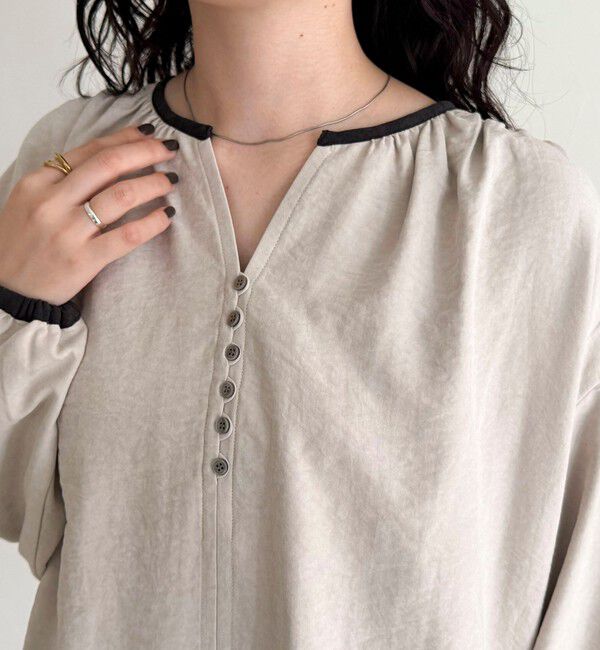 fredy emue「起毛パイピングギャザーブラウス」|シャツ・ブラウス|