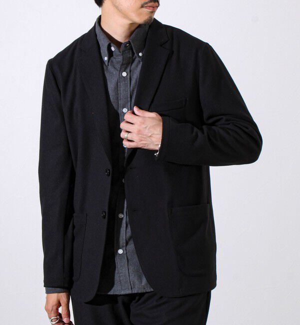 GLOSTER「【オンオフ兼用の大人カジュアルジャケット】両面起毛 ストレッチジャケット」|テーラードジャケット|ブラック