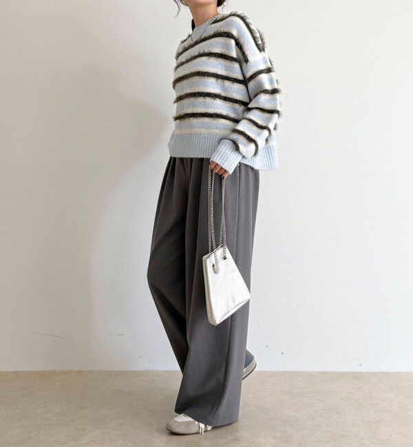 fredy emue「マルチボーダークロップドニットプルオーバー」|ニット・セーター|