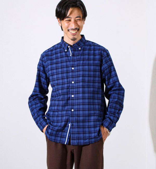 GLOSTER「【ビジカジ対応】ニットテープ ボタンダウンネルシャツ」|シャツ・ブラウス|