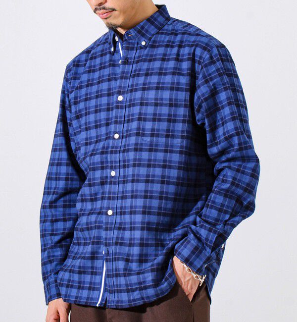 GLOSTER「【ビジカジ対応】ニットテープ ボタンダウンネルシャツ」|シャツ・ブラウス|