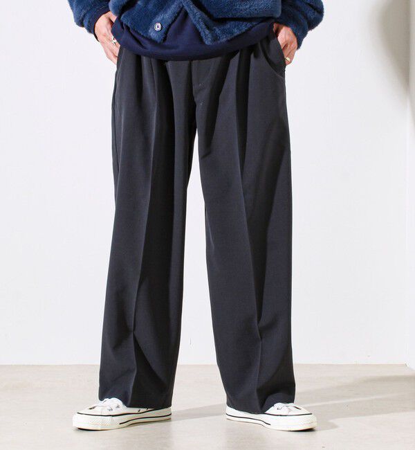 GLOSTER「【セットアップ対応】ウールライクワイドパンツ」|チノ|