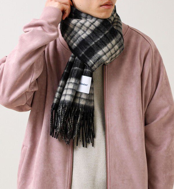 GLOSTER「【カシミヤブレンド】ウールリバーシブルチェックマフラー」|マフラー|