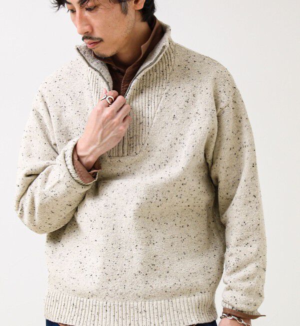GLOSTER「【冬の大人レイヤードに】ネップハーフジッププルオーバー」|ニット・セーター|