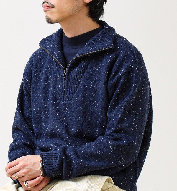 GLOSTER「【冬の大人レイヤードに】ネップハーフジッププルオーバー」|ニット・セーター|