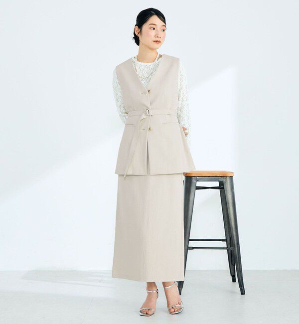 fredy emue「【セットアップ対応】パウダリーツイルベルト付きジレ」|ベスト・ジレ|