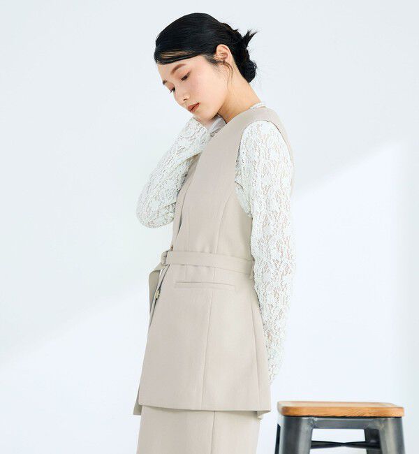 fredy emue「【セットアップ対応】パウダリーツイルベルト付きジレ」|ベスト・ジレ|