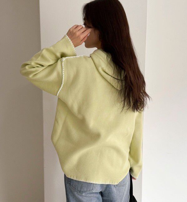 fredy emue「フード付き配色ステッチニットプルオーバー」|ニット・セーター|