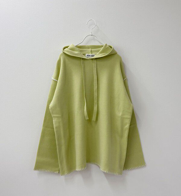 fredy emue「フード付き配色ステッチニットプルオーバー」|ニット・セーター|