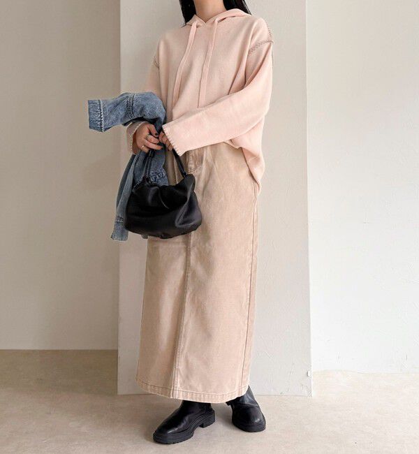 fredy emue「フード付き配色ステッチニットプルオーバー」|ニット・セーター|