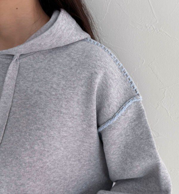 fredy emue「フード付き配色ステッチニットプルオーバー」|ニット・セーター|