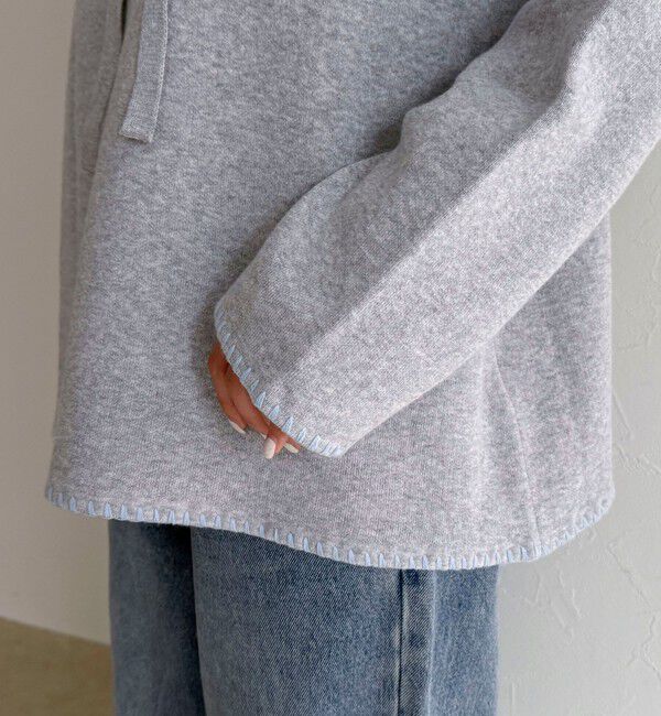 fredy emue「フード付き配色ステッチニットプルオーバー」|ニット・セーター|