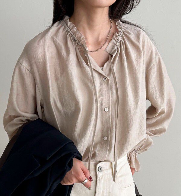 fredy emue「シャイニーシアーギャザーブラウス」|シャツ・ブラウス|