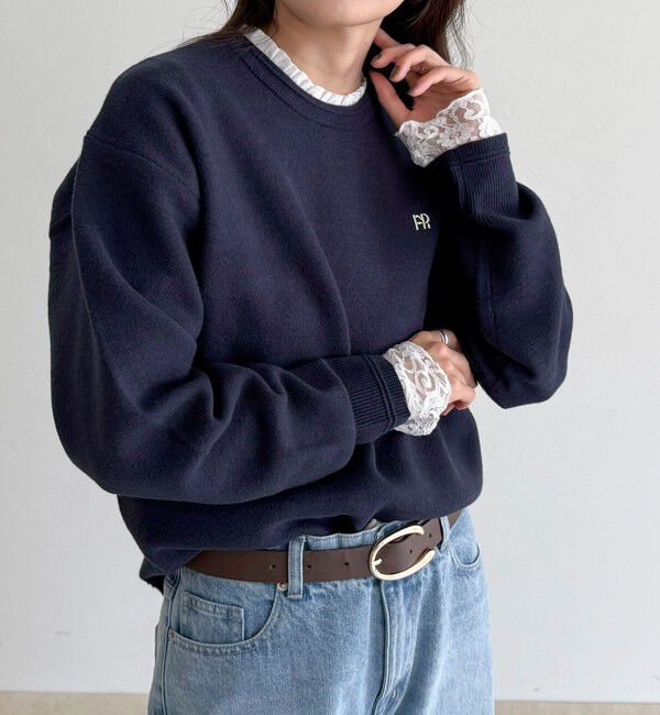 fredy emue「【1枚でもレイヤードでも◎】レーススリーブ衿フリルロンTシャツ」|Tシャツ・カットソー|