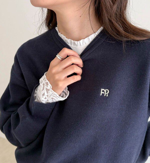 fredy emue「【1枚でもレイヤードでも◎】レーススリーブ衿フリルロンTシャツ」|Tシャツ・カットソー|