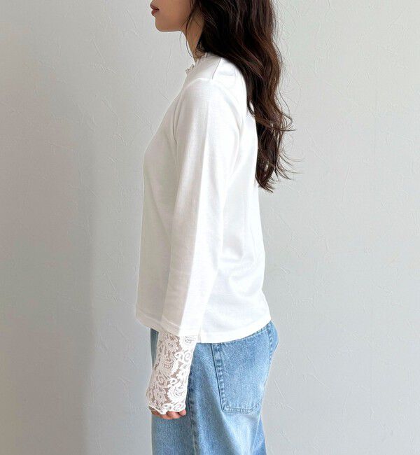 fredy emue「【1枚でもレイヤードでも◎】レーススリーブ衿フリルロンTシャツ」|Tシャツ・カットソー|