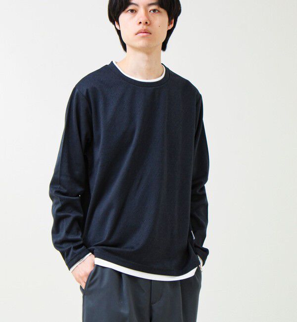 GLOSTER「メランジ微起毛スムース フェイクレイヤード ロンT」|Tシャツ・カットソー|