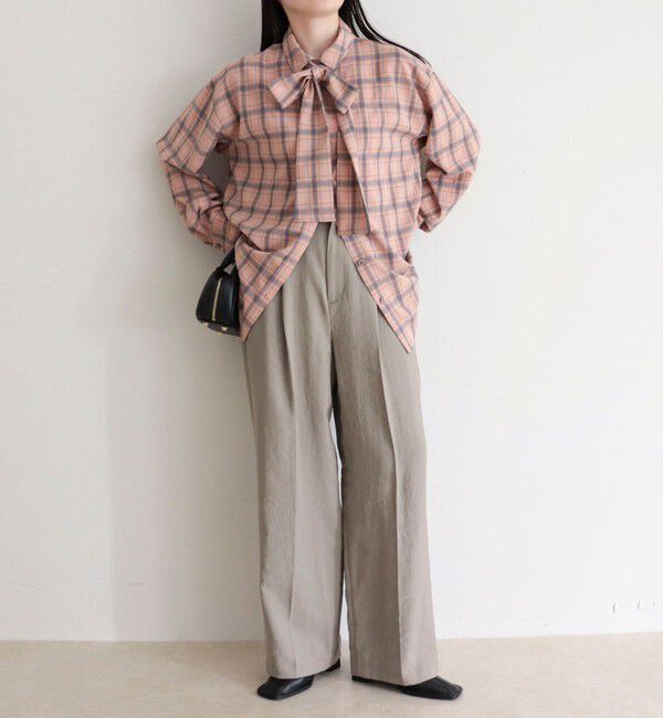 fredy emue「チェック柄ビッグボウタイブラウス」|シャツ・ブラウス|