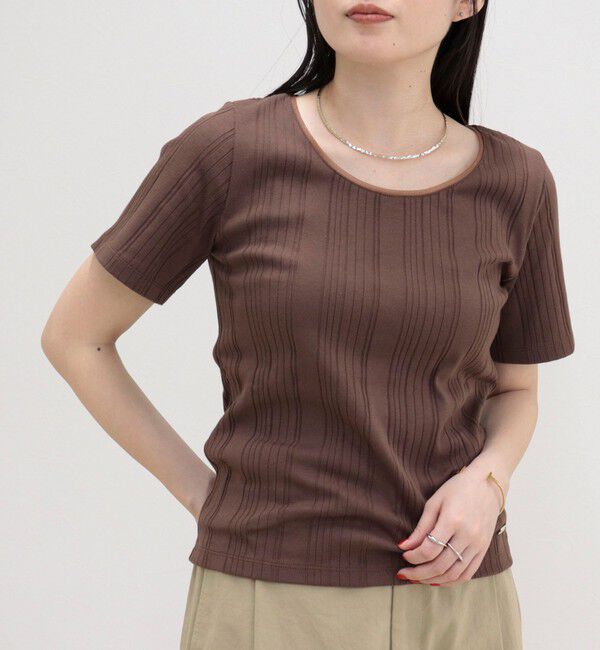 fredy emue「ランダムテレコ5分袖Tシャツ」|Tシャツ・カットソー|ブラウン