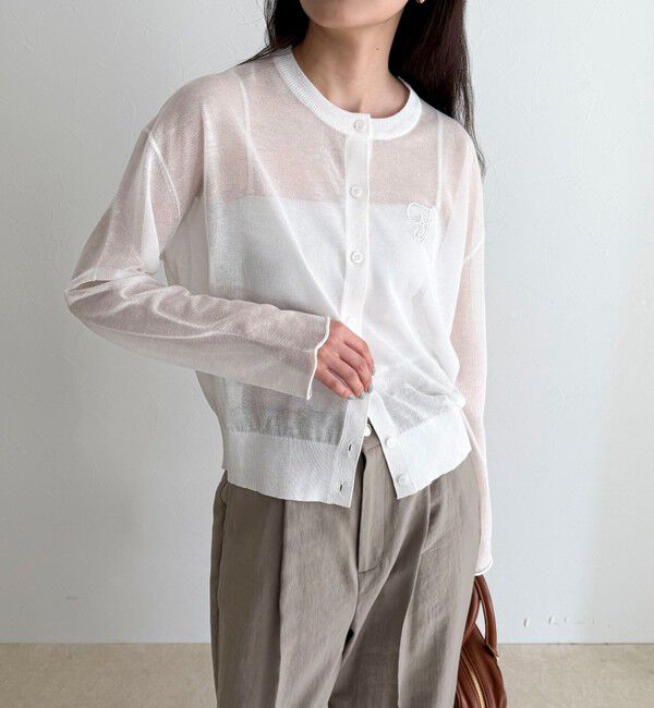 fredy emue「刺繍入りシアーニットカーディガン」|カーディガン|