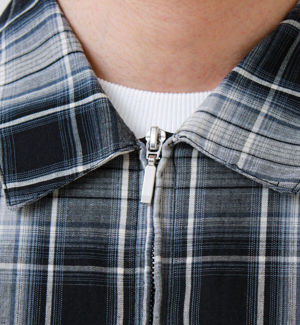 GLOSTER「【軽羽織りにおすすめ】シアーチェック 半袖ZIPシャツ」|シャツ・ブラウス|