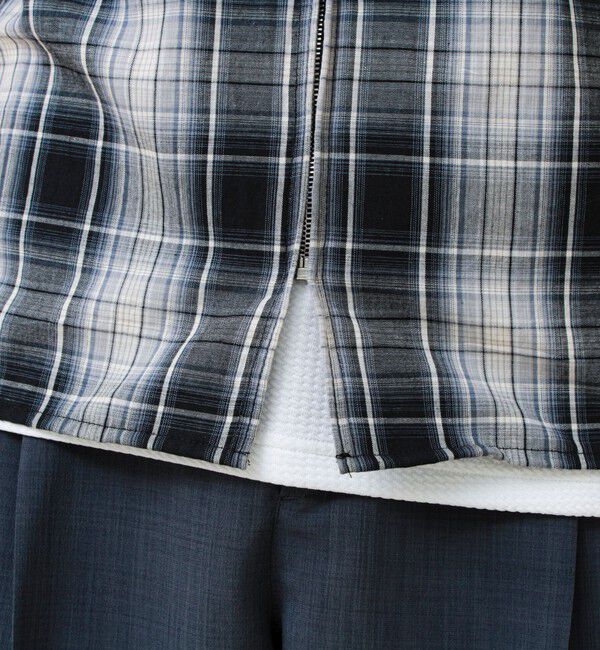 GLOSTER「【軽羽織りにおすすめ】シアーチェック 半袖ZIPシャツ」|シャツ・ブラウス|