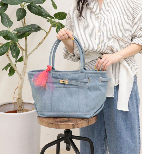 fredy emue「金具ベルトデニムトートバッグ」|トートバッグ|サックス