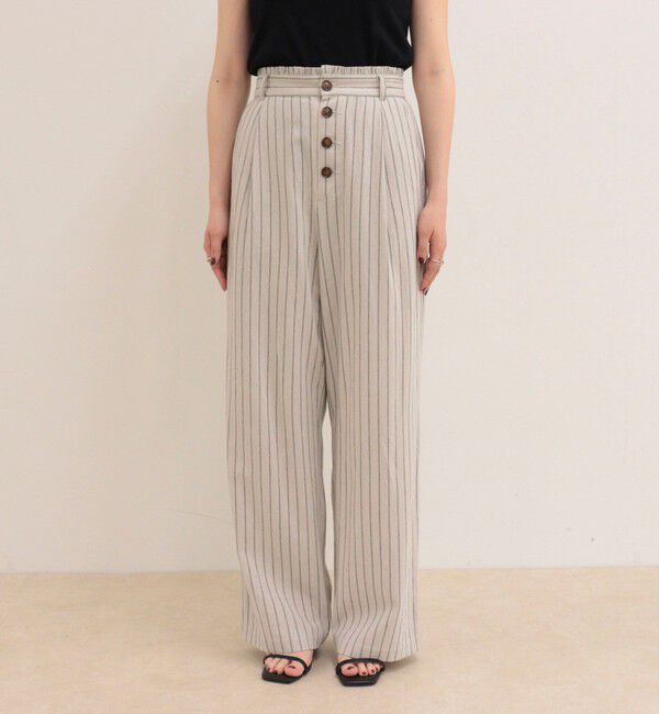 fredy emue「ストライプセミワイドタックパンツ」|チノ|