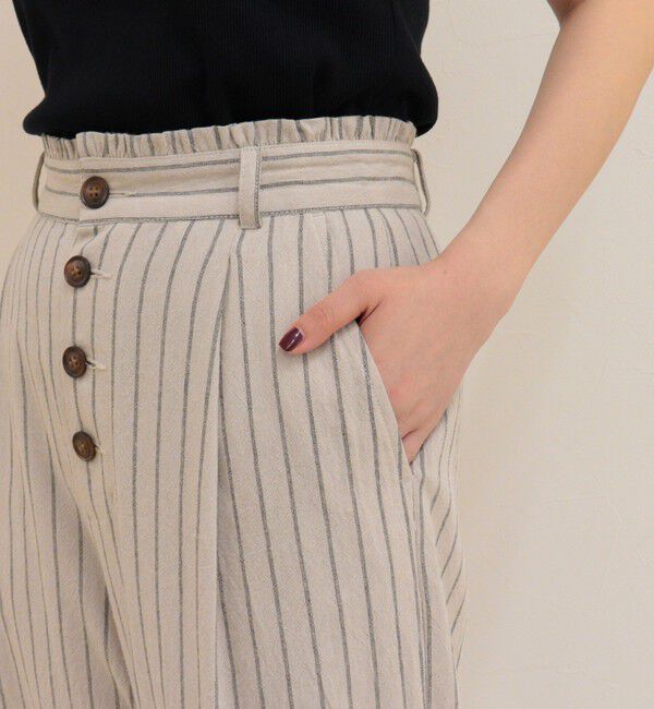 fredy emue「ストライプセミワイドタックパンツ」|チノ|
