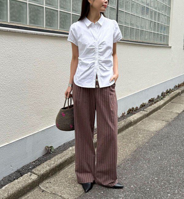 fredy emue「ストライプセミワイドタックパンツ」|チノ|