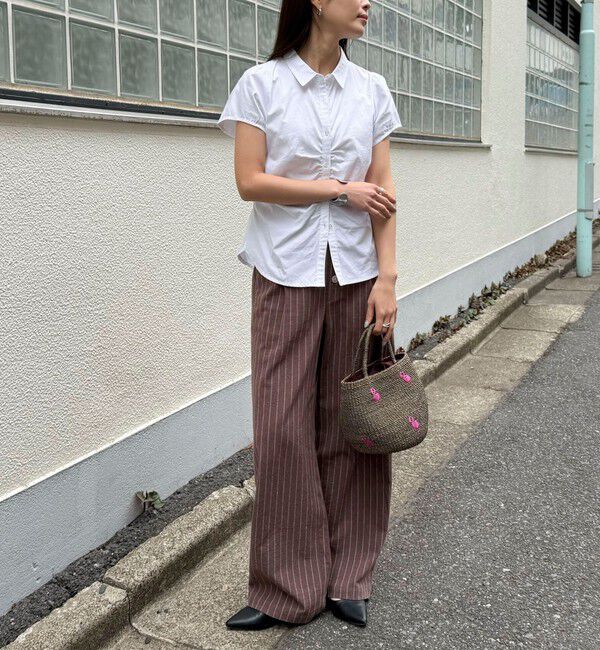 fredy emue「ストライプセミワイドタックパンツ」|チノ|