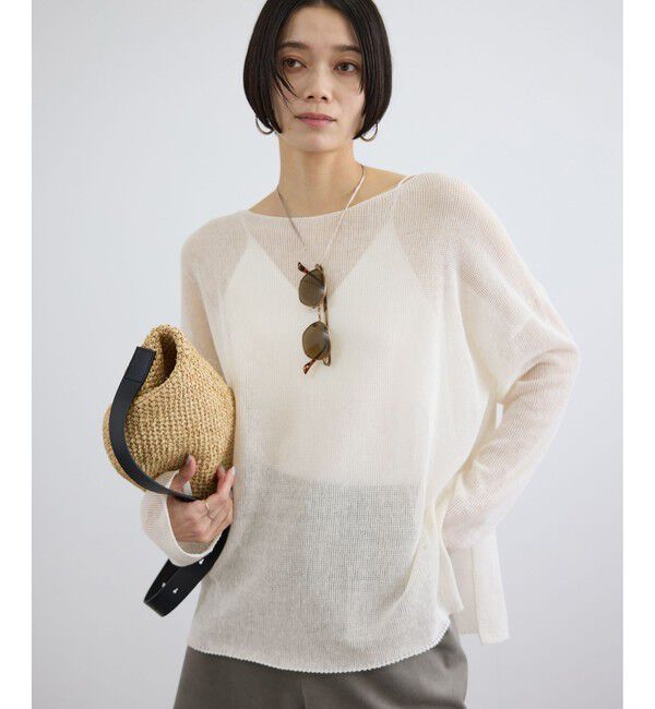 SALON adam et rope'「オーガニックリネンシアーボートネックプルオーバー」|ニット・セーター|