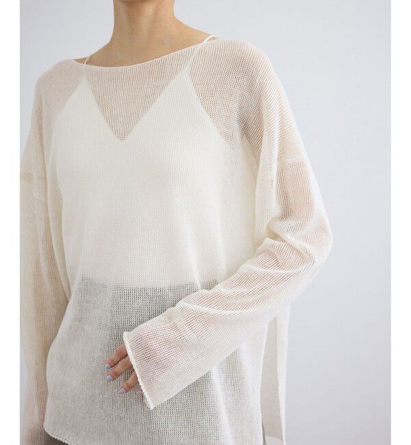 SALON adam et rope'「オーガニックリネンシアーボートネックプルオーバー」|ニット・セーター|