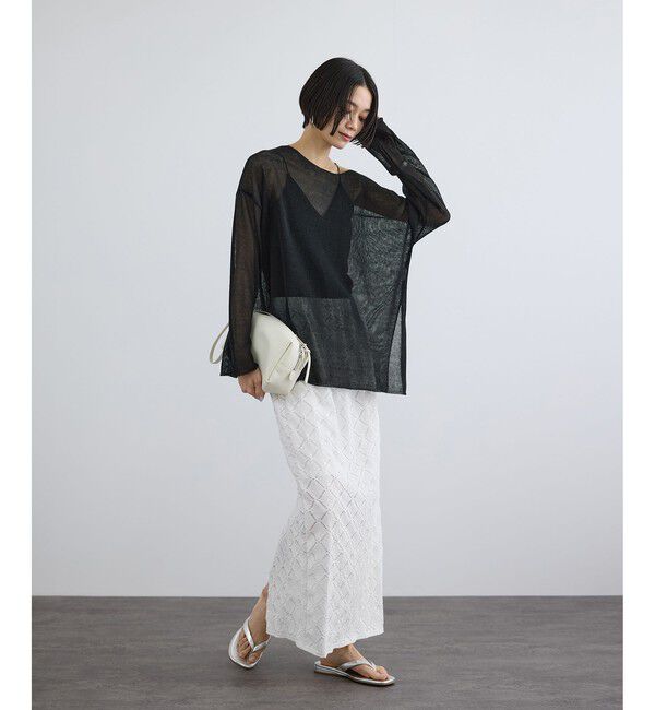 SALON adam et rope'「オーガニックリネンシアーボートネックプルオーバー」|ニット・セーター|