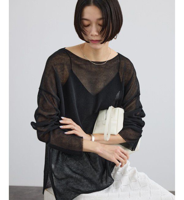 SALON adam et rope'「オーガニックリネンシアーボートネックプルオーバー」|ニット・セーター|