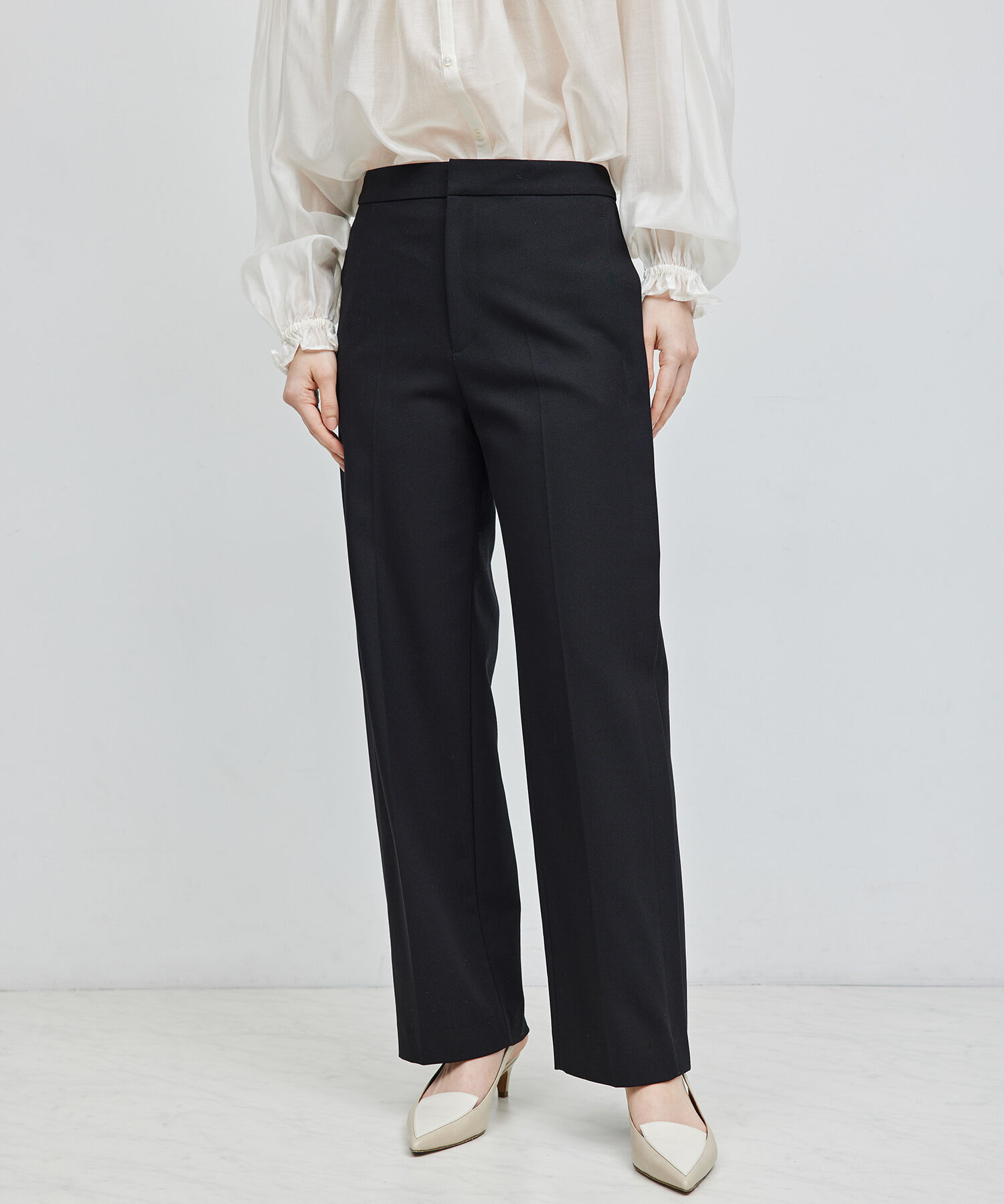 ROPE「【雑誌掲載】コットンカルゼサイドタックパンツ」|その他|ブラック(01)