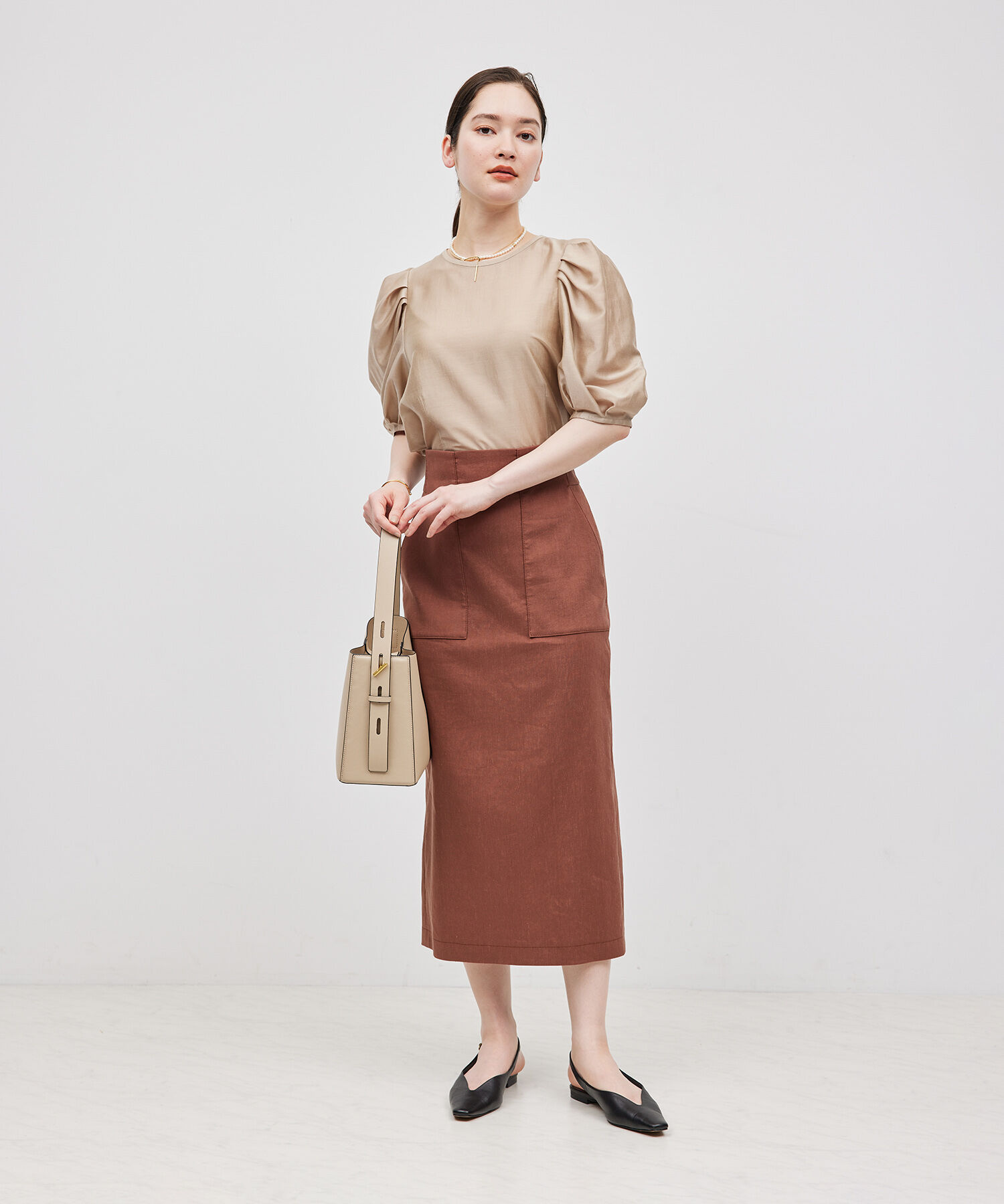 ROPE「【新色追加】【洗える】カールマイヤーパフスリーブブラウス【雑誌/メディア掲載】」|シャツ・ブラウス|