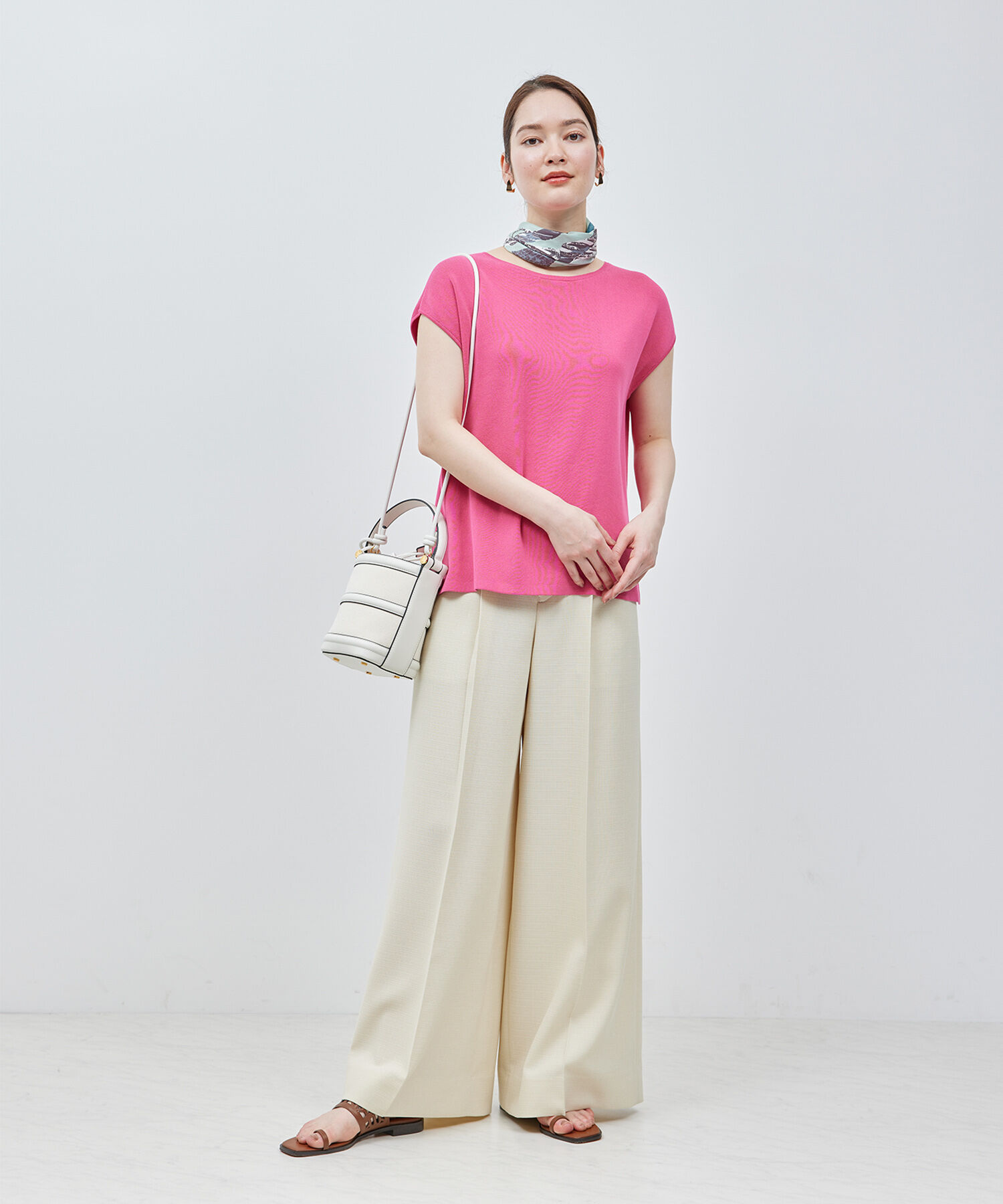 ROPE「【洗える】【接触冷感】ICE COTTONアームレットニットトップス【雑誌/メディア掲載】」|ニット・セーター|