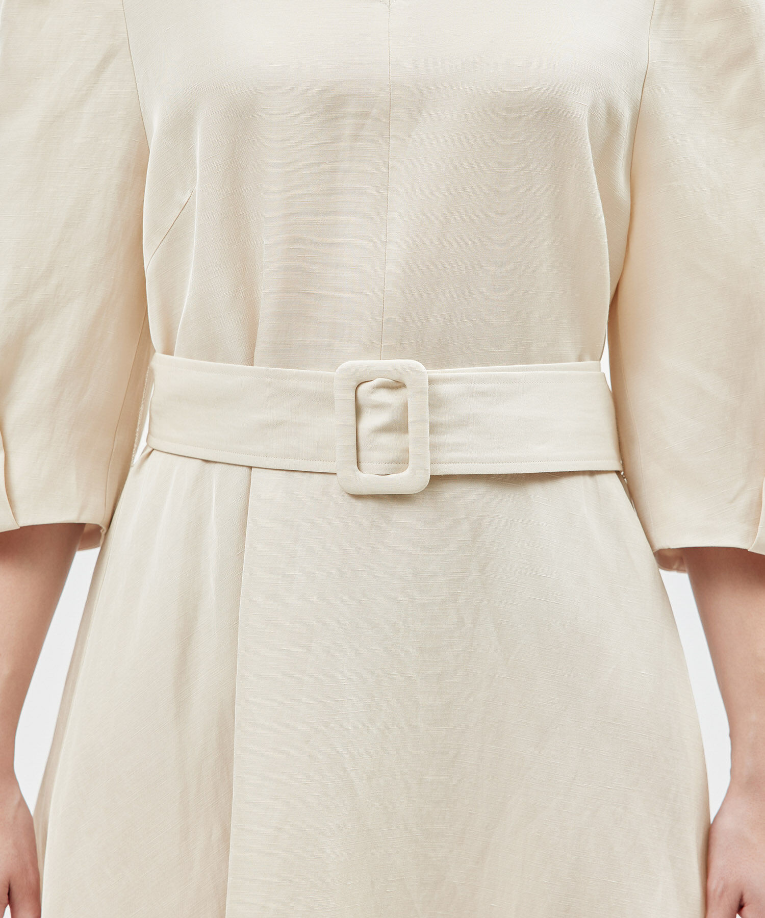 ROPE「パフスリーブベルテッドリネンワンピース」|ワンピース|