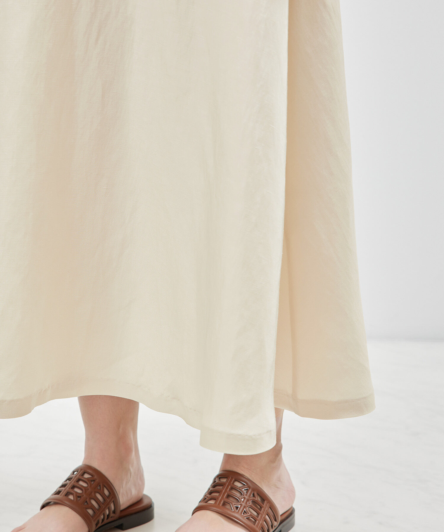 ROPE「パフスリーブベルテッドリネンワンピース」|ワンピース|