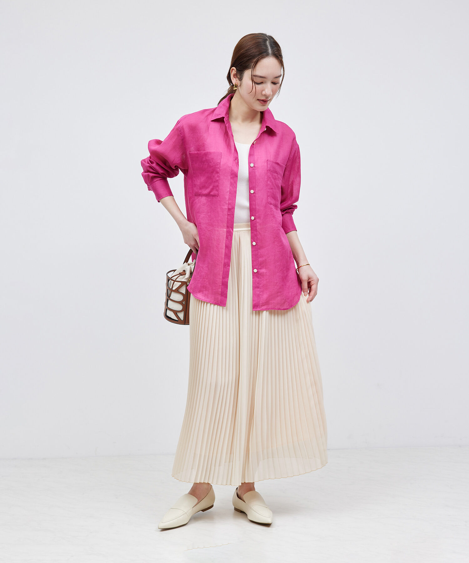 ROPE「プリーツスカート（バイカラー/無地）【メディア掲載】」|スカート|