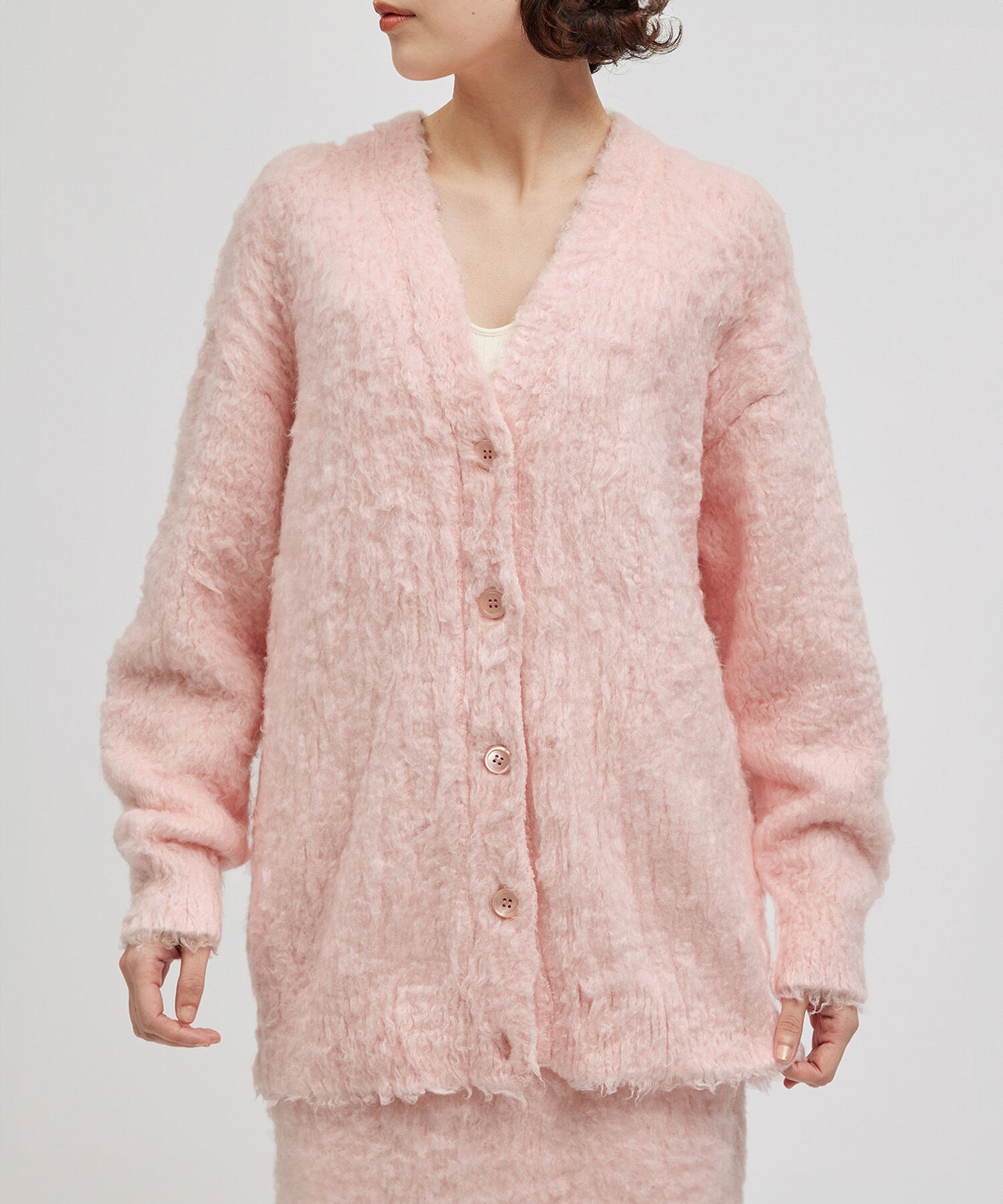 ROPE「シルクシャギーカーディガン/セットアップ対応」|カーディガン|ピンク(63)