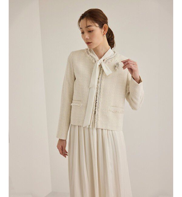 ROPE「【雑誌掲載】ミックスツイードノーカラージャケット」|ノーカラージャケット|