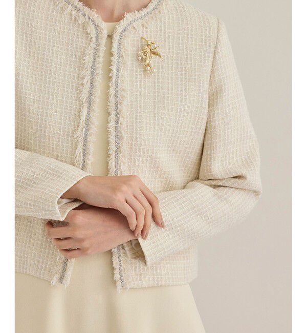 ROPE「【雑誌掲載】ミックスツイードノーカラージャケット」|ノーカラージャケット|